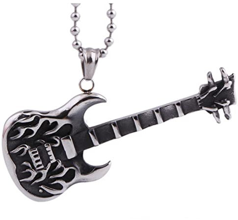 HCMA Vogue Vintage Herrenschmuck Titan Stahl Kugelkette Punkrock Gitarre Anhänger Halskette Offene Zarte Halskette
