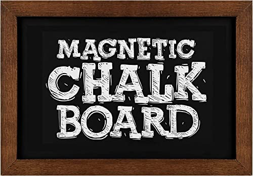 Solid Wood Frame Magnetic Chalkboard Chalkboard for Wall, Walnut Framed Chalk Board for Kitchen, Restaurant, Bar, Wedding, Menu & Home Decor (22x32cm-1p, Brown)