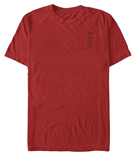 Disney Unisex Sleeping Beauty Enchanted Rose Line Organic Short Sleeve T-shirt, Rot, L