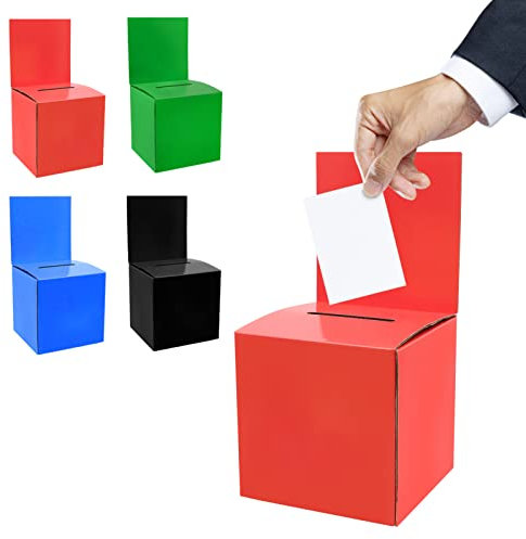 4 Stück Geschenkkartenbox mit Schlitz, Pappmaché Kartenbox-15x15x15cm-Wahlurnenbox, Spendenbox, Raffelbox, Geldbox, zum Spenden, Wettbewerbe, Wahlen, Aktivitäten im Einkaufszentrum