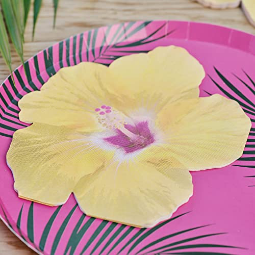 Ginger Ray Hawaiianische Tiki-Papierservietten, tropische Blumen, Gelb