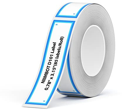 NIIMBOT D101 Etiketten, 20 x 80 mm, Nachfüllpapier, wasserdicht, ölfest und reißfest, Thermo-Etiketten für D101 Etikettenmacher, 1 Rolle mit 85 (langer Ordner)