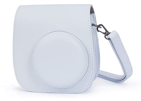 Leebotree Mini 12 Cámara Funda Compatible con Instax Mini 12 11 Cámara Instantánea, Bolsa de Transporte Fabricada en Cuero, Dispone de Una Correa de Proteger y Bolsillo (Clay White)
