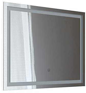 Vicco Badezimmerspiegel Viola, Badspiegel, Weiß, 80 x 65 cm mit LED Beleuchtung