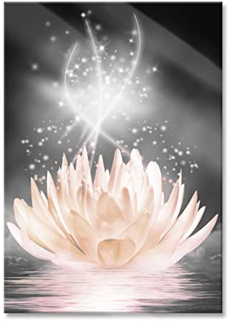 Pixxprint Glasbild, Wandbild aus Echtglas, abstrakte Seerose, 40x60 cm, inkl. Aufhängung und Abstandshalter