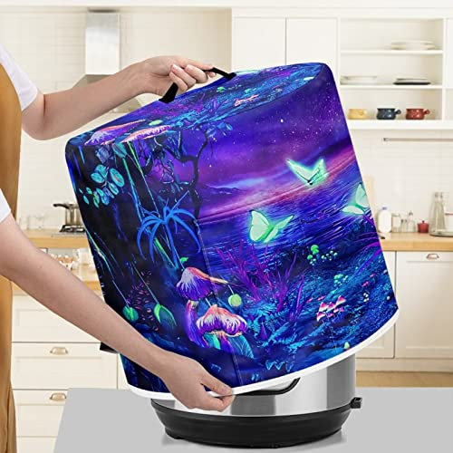 Poceacles Housse de protection durable pour cuiseur à riz/soupe/autocuiseur avec imprimé forêt fantaisie papillons 8 litres Protection pour petits appareils de cuisine avec poches et poignée pour