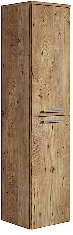 Badezimmer Badschrank Saturnus 130cm Eiche Kastanie - Regal Schrank Hochschrank Schrank Möbel