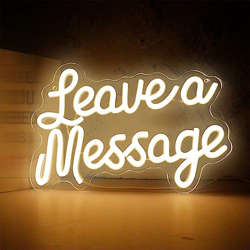 Leave a Message Neon Sign,LED Neon Sign Night Light Wall Decor,Phone Message Guest Leave a Message Neon Sign, USB Powered for Wedding Guestbook Welcome Sign Backdrop Personalized Gift(8.4*12.5in)
