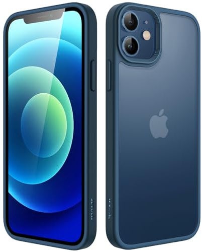 JETech Matt Hülle für iPhone 12/12 Pro 6,1 Zoll, Stoßfest Militärstandard FallSchutz Handyhülle, Mattierte Durchscheinende Rückseite Schutzhülle, Anti-Fingerabdruck (Blau)