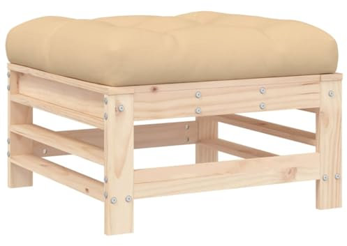 vidaXL Gartenhocker, Sitzhocker mit Kissen Latten-Design, Modular Holz Hocker für Garten Terrasse, Fußhocker Gartenmöbel, Massivholz Kiefer