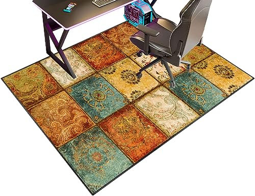 Unterlage Schreibtischstuhl 120 x 140 cm Bodenschutzmatte Bürostuhl Teppich Unterlage-Kratzfest für Parkett und Hartböden Bürostuhl Unterlage für Stühle Anti-Silp, Gaming Teppich Stuhlunterlage