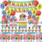 73 Stück Geburtstagsdeko, Kinder Geburtstag Deko,Mädchen Birthday Decorations Set mit Teller,Banner,Servietten,Luftballons,Cake Topper