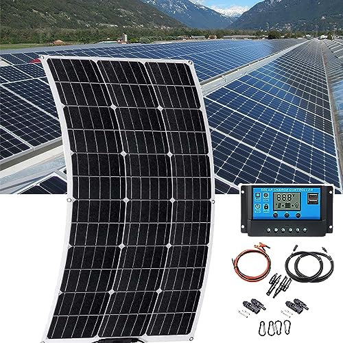 Kit De Panneaux Solaires Flexibles (150 W/300 W), Chargeur De Voyage ExtéRieur 12 V, ContrôLeur De Charge (40 A), Pliage En Arc à 30 °,Camping-Car, ExtéRieur,150W