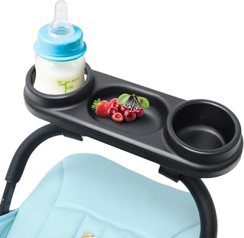 Universelles Kinderwagentablett Baby Snack Tablett - 360 Grad Drehbarer 3-in-1 Abnehmbarer Getränkehalter Für Kinderwagen - Kinderwagen Snack Tray Mit Snackschale Und Handy Unterstützung (Stil B)