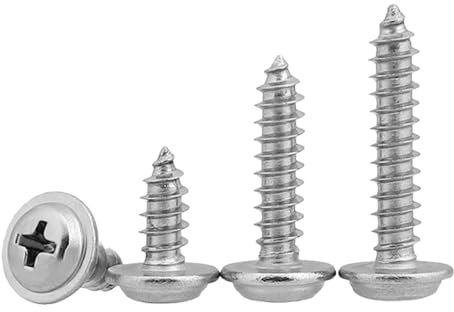 Leliafleury 100Pcs Self Tapping Screws M4 x 12mm x 8mm Stainless Steel Pan Head Wood Screws for Plastic Wood Drywall Furniture