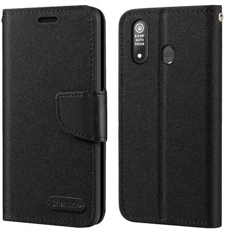 Custodia Flip in Tessuto Oxford e Pelle PU Compatibile con Brondi Amico Smartphone XL Nero, Cover Protettiva con Chiusura Magnetica e Tasche per Carte (Nero)