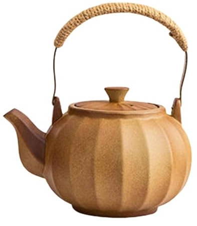 F Fityle Théière en céramique, infuseur à thé à la citrouille polyvalent avec poignée Anti-brûlure pour faire bouillir de l'eau chaude, maison, randonnée,