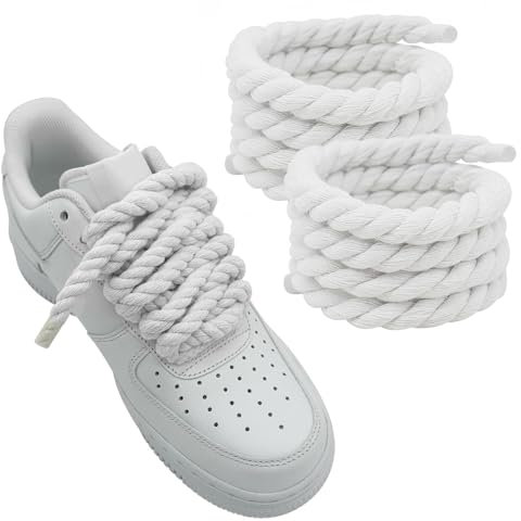 VURYAPI Lacets corde pour air force 1 premium avec coton premium (8mm et 150cm), lacets corde pour sneakers baskets (Blanc)