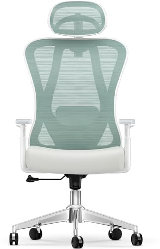 rattantree Silla de Oficina, Silla de Oficina Ergonómica, Apoyo Lumbar Regulable, Silla Giratoria Regulable en Altura, Transpirable, Función de Inclinación, Silla de Escritorio Capacidad 150KG, Verde.