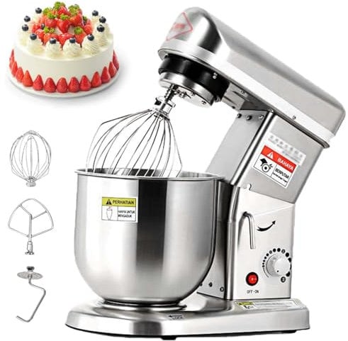 HNBYLMM Stand Mixer for Baking - 500W Powerful Electric Food Mixer, 3 Speed Kitchen Stand Mixer with Stainless Steel Bowl, Dough Hook, Wire Whisk, Flat Beater,5L