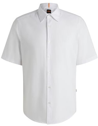 BOSS Mens Rash 2 Regular-fit Shirt in Soft-Washed Oxford Cotton White