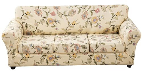 ARNTY Stretch-Sofabezüge für 1/2/3-Kissen-Sofa-Sofa-Möbel-Schonbezüge mit verbessertem, dickerem Jacquard-Stoff (Blühende Welt, 2 Kissensofa Sofabezüge)