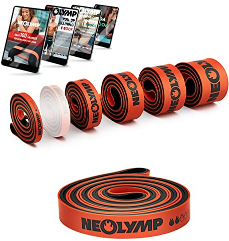 NEOLYMP Resistance Bands aus doppelbeschichtetem Naturlatex mit Fitness E-Book - Lange Fitnessbänder für Krafttraining, Widerstandsbänder, Klimmzugbänder