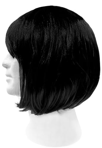 Oblique Unique Perücke Bob Kurzhaar Frisur für Damen Mädchen für Fasching Karneval Kindergeburtstag Halloween Motto Party (Schwarz)