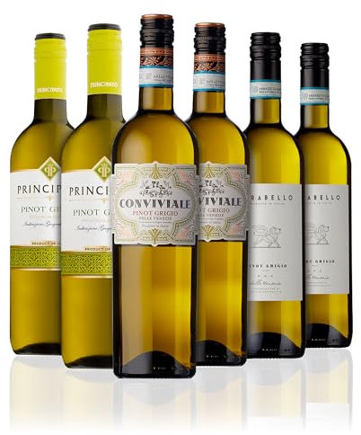 Pinot Grigio Wines Mixed Six Bottle Bundle 75cl - Pinot Grigio Customer Favourites 2 Bottles Each of Mirabello, Principato, Conviviale 2023/24