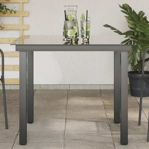 LLEZKBR Furniture Select-Table de jardin en aluminium et verre Noir 80 x 80 x 74 cm