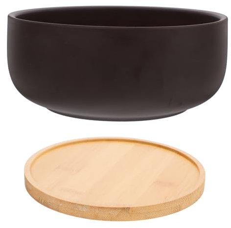 KONTONTY 1 Juego Maceta Redonda De Barro Maceta De Bonsai Maceta para Plantas De Interior Bonsaiter con Drenaje Macetas De Terracota Profundas Macetero Dark Brown Cerámica