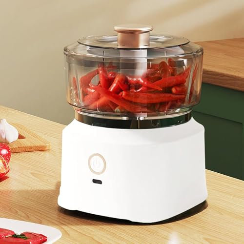 Picadora de verduras, picadora de alimentos, mini procesador de alimentos, picadora de ajo, mini procesador de alimentos portátil, triturador de verduras inalámbrico con carga USB, 350 ml,White