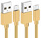 World biz Micro USB Cable, 2Packs 3M Android Charging Cable 3.1A, Micro Charging Cable Braided Compatible with PS4 Controller, Samsung Galaxy J7, S7, S6,Kindle Fire,Tablet (Gold)