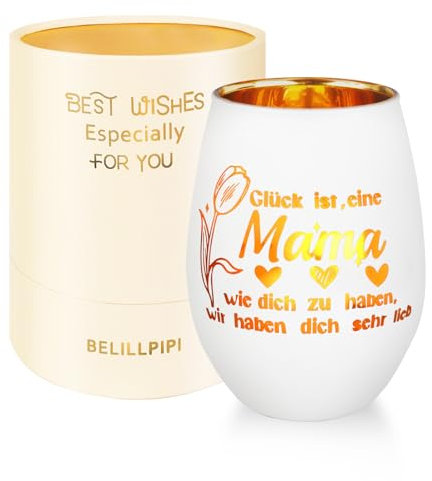 Belillpipi Muttertagsgeschenke für Mama, Geschenke für Frauen Windlicht mit Gravur aus Glas Geschenke, Mutter Geschenke für Geburtstag Muttertag, Teelichthalter mit Geschenkbox