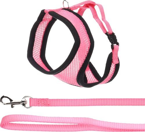 Flamingo Katzen-Geschirr mit Leine Harms – Rosa – Größe A: 32 cm, B: 36–48 cm, C: 110 cm x 10 mm x 2 mm – Verstellbares Nylon-Geschirr mit atmungsaktivem Mesh – Für normalgroße Katzen