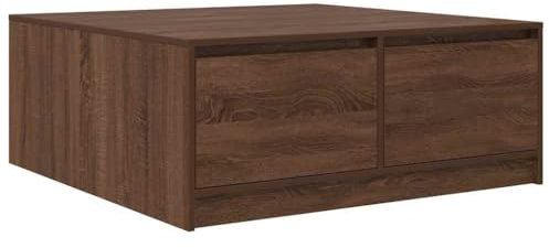 vidaXL Table Basse avec tiroirs chêne Marron 100x100x40 cm, Table Centrale, Table de canapé, Table d'accent, Table d'appoint, Table de Salon