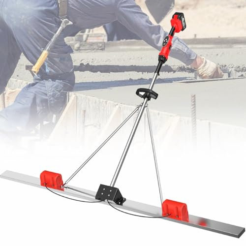 Chape De Ciment Sans Fil Chape De Béton Électrique, Outil De Finition Lisse En Béton, Chape De Béton Électrique Fréquence De Vibration À 9 Vitesses, 2 Batteries, Chape Électrique,1.5m
