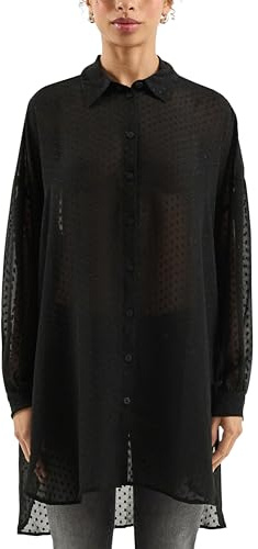 QS Damen Leicht Transparente Longbluse Bluse Langarm (1er Pack)
