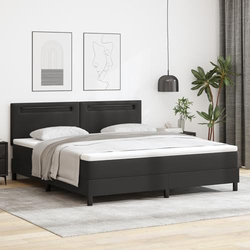 Gecheer Boxspringbett mit Matratze Schwarz Super King Faux Leder