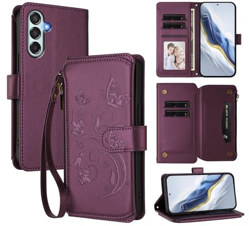 JayModCase Cover per Samsung Galaxy M34 / F34 5G Portafoglio Pelle PU Design Flip Folio Magnetico con Slot per Carte, Funzione Cavalletto e Protezione Anticurto Custodia per Samsung F34 - Viola scuro
