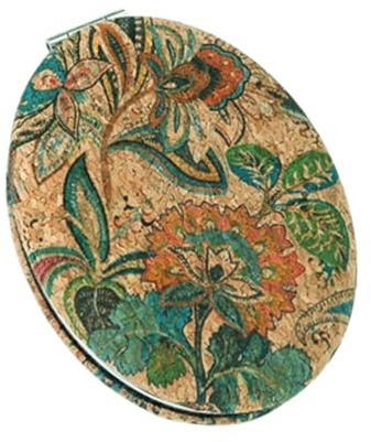 Mjzzh Miroir de Maquillage Portable, Miroir de Sac à Main 7,2 × 7,2 cm, Mini Pliable de Style bohème avec loupe, idéal pour Les Voyages, la Nature, Motif Floral Vintage Grain de Bois
