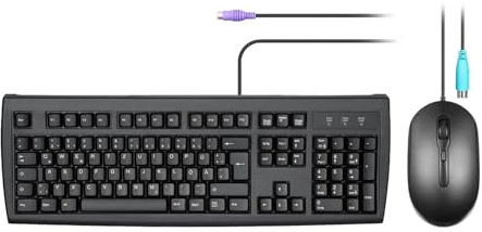 Perixx PERIDUO-107P Kabelgebundenes PS/2 Tastatur- und Maus-Set, Standardgröße, Deutsche Tastenbelegung, 1,8m Kabel, Schwarz