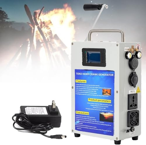 DowPie Generatore da Esterno 200W/500W 220V/110V, Portatile, a manovella, generatore di Emergenza USB ad Alta Potenza, Utilizzabile per ricaricare la Batteria dell'auto 81AH/500W