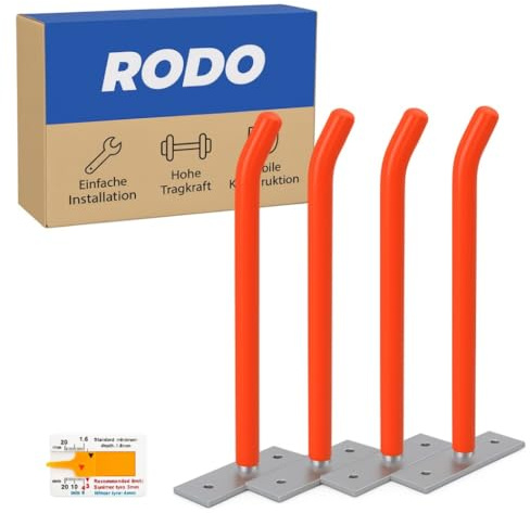 RODO Reifenhalter Wandhalterung – 4er Felgenhalter Wand Set inkl. Schrauben, Dübel und Profiltiefenmesser - Extra Lange Reifen Wandhalterung - Halter für Autoreifen & Felgen zum Lagern