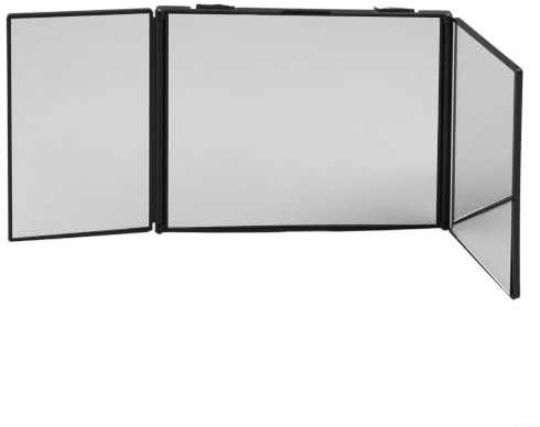 Klappspiegel mit 3 Paneelen und 360-Grad-Reflexion für effektive Rasur und Make-up (schwarz)