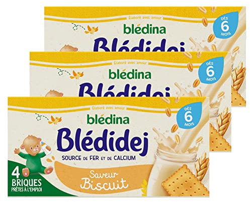 Blédina Blédidej - Biscuit au lait - 6 mois et plus - 3 Paquets de 4 Briques