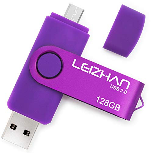LEIZHAN Flash Drive U-Stick Micro 128GB USB 2.0 Speicherstick Dual USB-Laufwerk Anschluss für Android Smartphone Tablets & Computer (128GB,Lila)