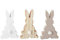 itsisa Hase mit Puschel aus Holz (3er Set) - Osterdeko, Frühlingsdeko, Osterhase, Deko Hase, Ostern (naturweiß)