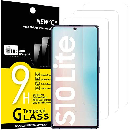 NEW'C 3 Stück für Samsung Galaxy S10 Lite für Panzerglas, Frei von Kratzern, 9H Härte, HD Displayschutzfolie, 0.33mm Ultra-klar, Ultrabeständig