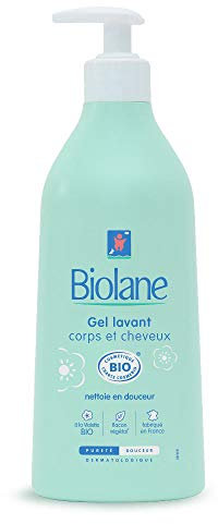 Biolane - Gel lavant 2 en 1 Certifié BIO - Nettoie en douceur le corps et les cheveux de bébé - 500 ml, L'emballage peut varier